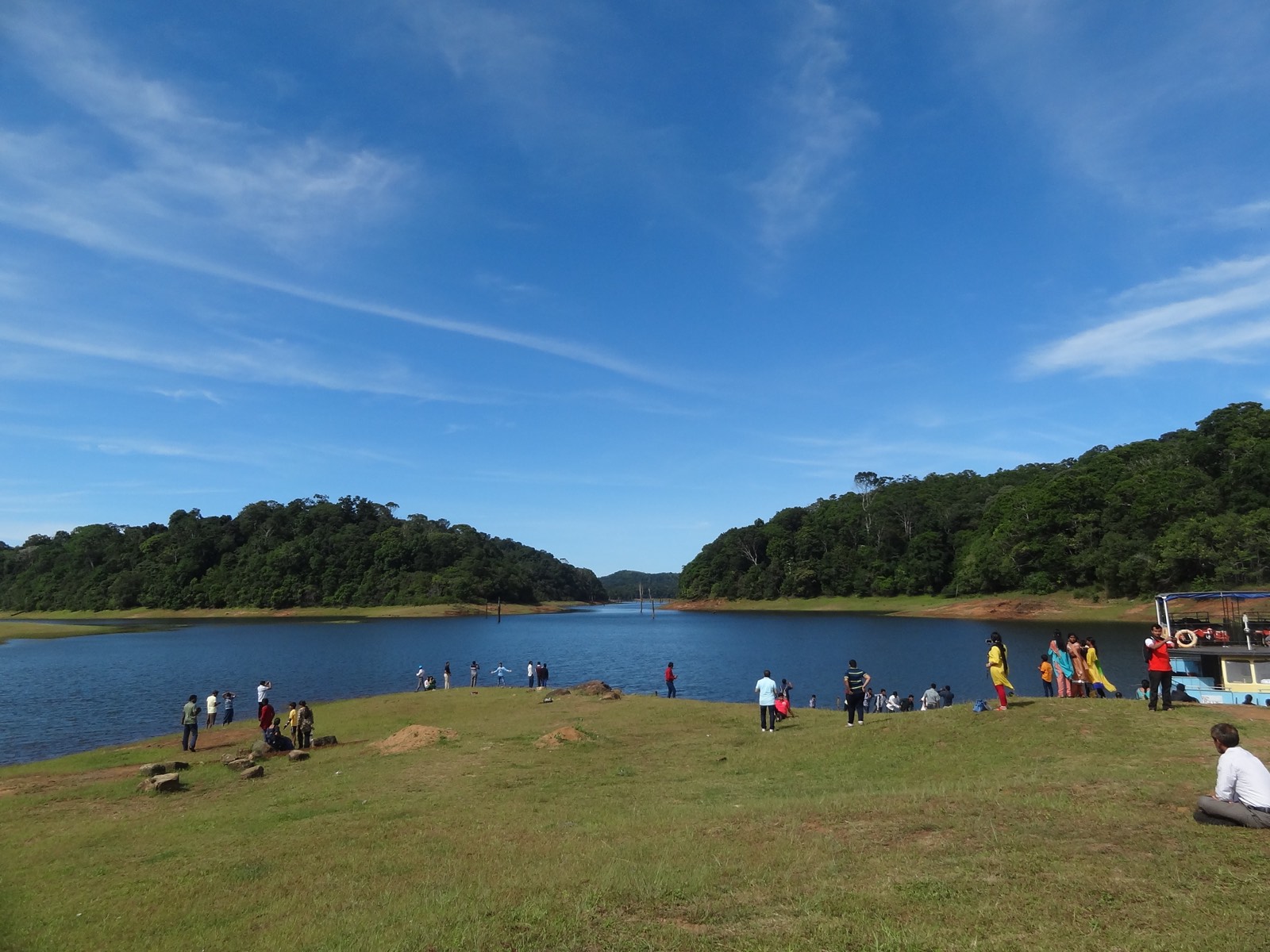 Periyar Lake, the reservoir formed by the Mullaperiyar Dam, inside the Periyar Tiger Reserve